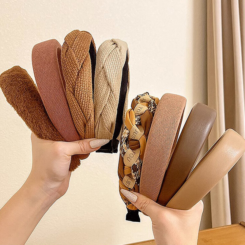1PC Fashion Hair Hoop Hair Bands For Women Girls Solid Color Twilled
