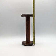 Antique Wooden Textile Yarn Spool, 9.25" x 3"  metal on end