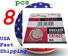 8 piece CR1632 1632 LR1632 Maxell Card 3V Lithium Coin Battery with trk