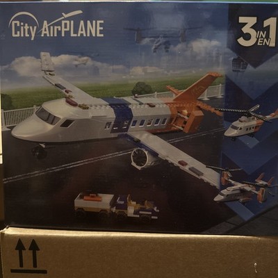 City Airplane  3in1 Building Blocks Set - Helicopter, Transport Plane
