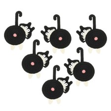 6PCS Cat Coasters, 15CM Cute Coasters Cat Butt Crochet, Black White