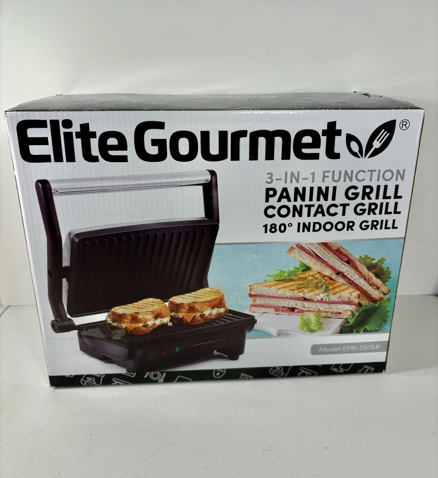 Elite Cuisine 3-in-1 Indoor/Outdoor Panini Grill Model#EPN-2976 NEW Open box
Opens in a new window o