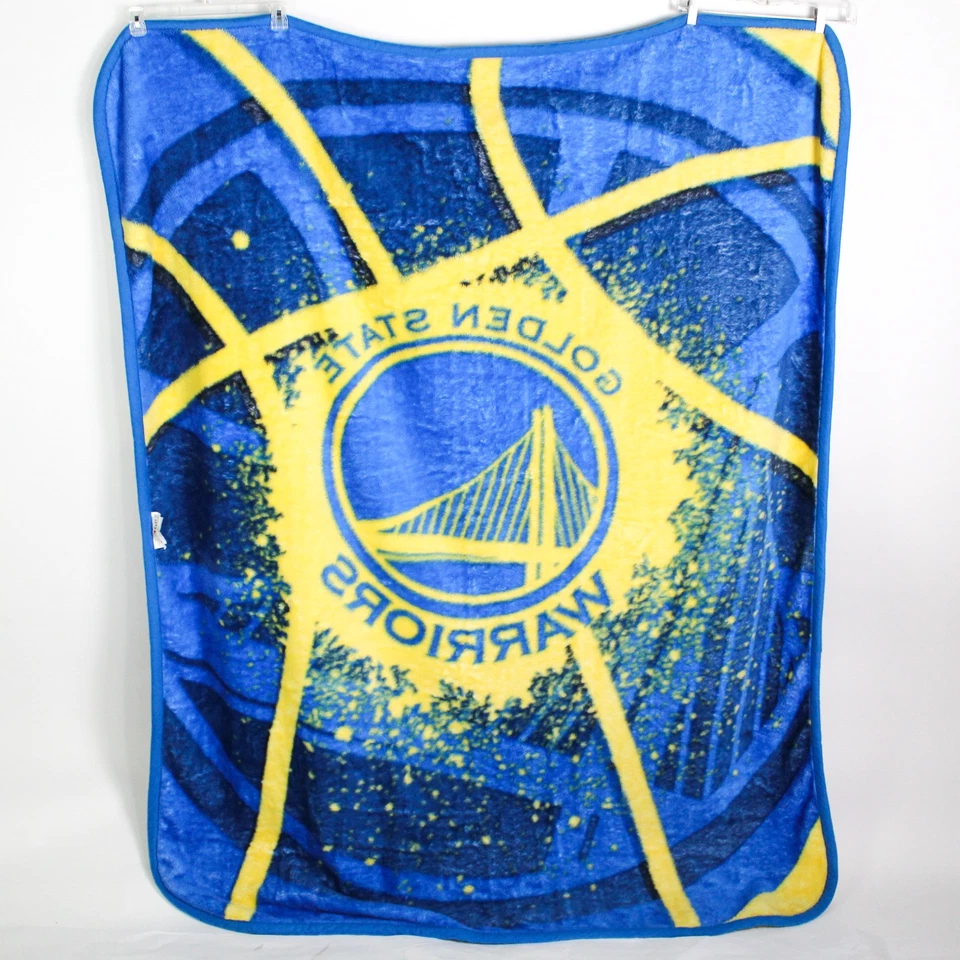 Golden Warriors Northwest Fluffy Fleece Throw Blanket 62.5" x 75.5" Blue/Yellow - Image 2 of 4