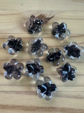 10  BLACK FLOWER 25mm Lampwork Glass FLOWER Loose Beads Jewelry DIY Making 