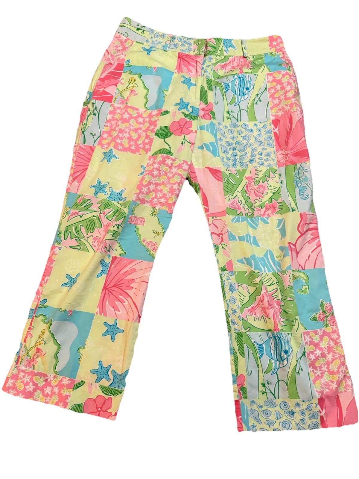 Lilly Pulitzer patchwork print Tropical cropped p… - image 1