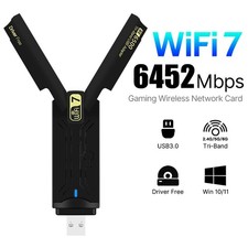Tri-band USB 3.0 BE6500 WiFi 7 Gaming Adapter 6500Mbps 802.11BE WiFi Dongle Card