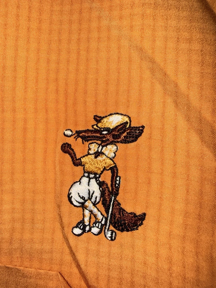 Camisa BOAST USA Naranja Golf Fox Bordada Abotonada Para Hombre’s L Foto 4 de 4