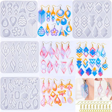 104Pcs Geometric Resin Earring Molds Kit, Irregular Shaped Earrings Silicone ...