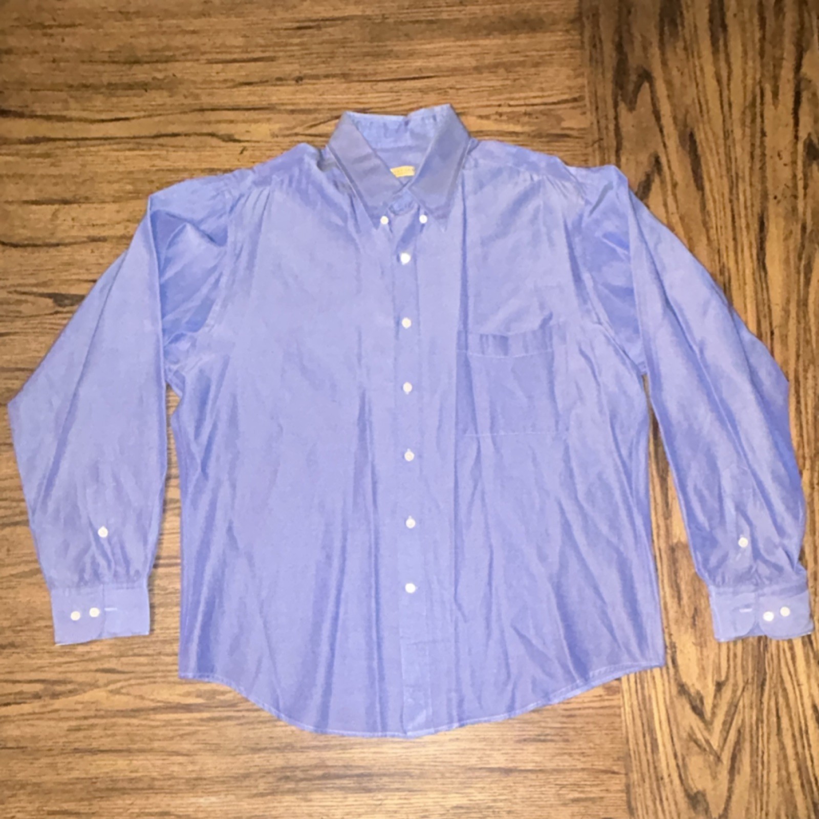 Donna Karan Signature 43% Cotton Blue Dress Shirt Button-Down 15.5 32-33