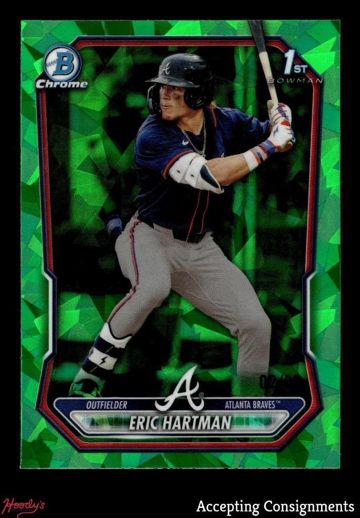 2026 Bowman Chrome Sapphire Green Refractor Eric Hartman 1st Rookie 02/99 Braves