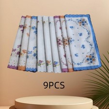 9 St&uuml;ck Damen Baumwolle Taschent&uuml;cher Bandanas saugf&auml;hig elegant bunt Vintage