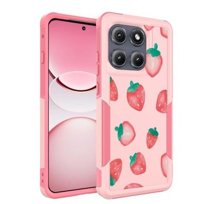 for Moto Edge 2025 Case Cute Flowers Floral Design Girls Women TPU (Strawberry)