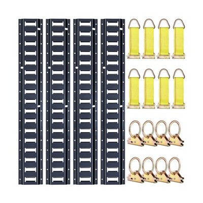 Trekassy 8ft E Track Tie-Down Rail Kit, 4 Pack 8' Etrack Rails with 16PCS E-T...