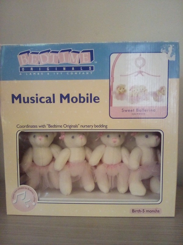Vintage Sweet Ballerina Teddy Beddy Bear Blues Musical Mobile Lambs & Ivy Co.