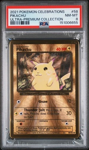 2021 POKEMON CELEBRATIONS ULTRA-PREMIUM COLLECTION #58 PIKACHU PSA 8