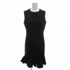 VALENTINO Dress Wool Knee Length 42 Black Sleeveless Ruffled Hem ff Used 8a17c7f
