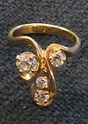 14K Yellow Gold: Vintage; 4 Diamonds Over 1 ct. Total, Swirled Ring, Size 6.5 — photo 8