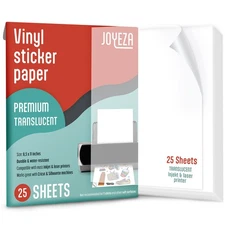 Premium Printable Vinyl Clear Sticker Paper for Inkjet Printer - 25 Sheets Tr...