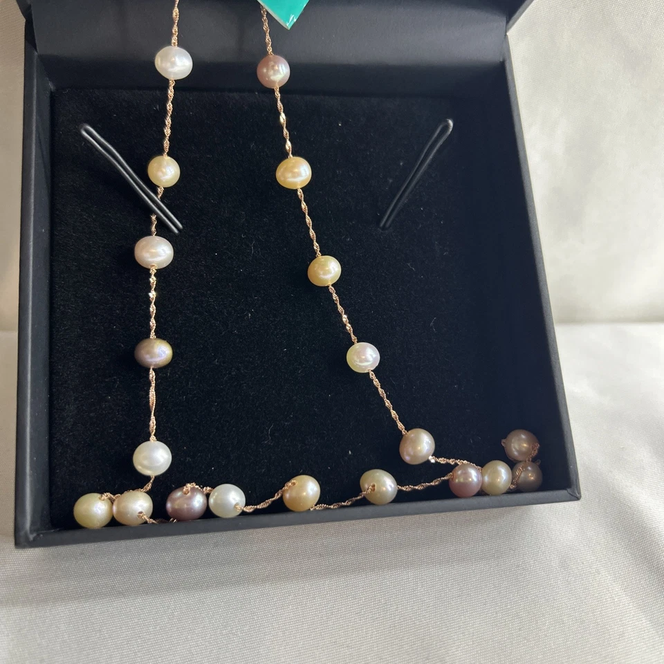Collar EFFY Multicolor Cultivado FW Perla (5-1/2mm) 18" Oro Rosa 14k Foto 3 de 4