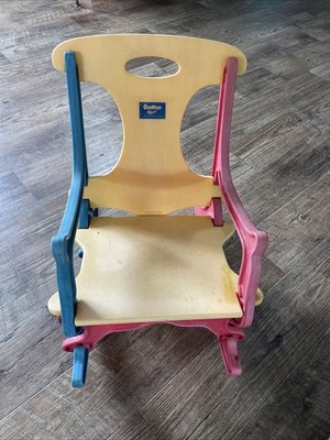 Oshkosh B Gosh Childs Logo Plastic Puzzle Rocking Chair Red Blue Yellow Vintage
