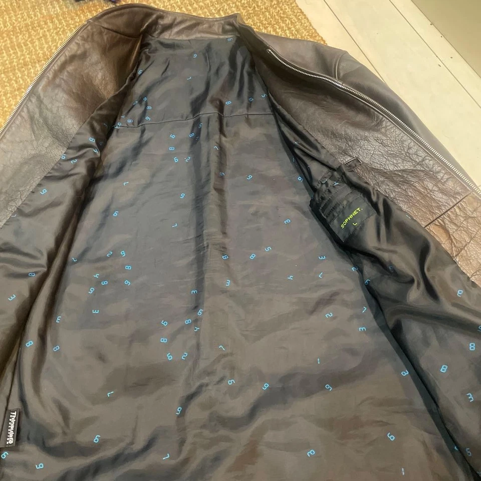 SOPHNET. Leather Jacket L Dark Brown Italia 100% Cowhide Warm Used - Image 2 of 4