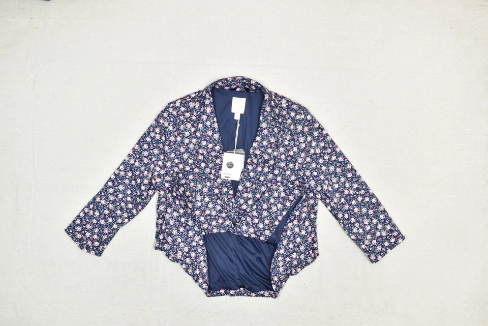 NUEVO Chaqueta Blazer Lauren Conrad Mujer Talla S Floral Azul Multicolor Poliéster Foto 2 de 4