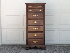 Bassett Lingerie Chest, 6 Drawers, Cherry Finish, Brass Chippendale Drawer Pulls