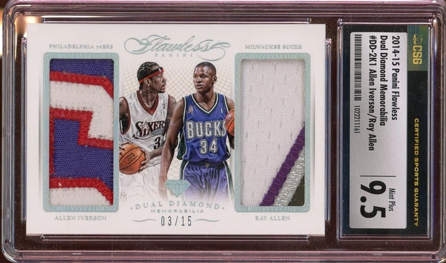 2014/15 Panini Flawless Dual Diamond Allen Iverson Ray Allen Patch CSG 9,5 3/15