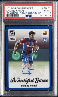 2023-24 PANINI DONRUSS FIFA THE BEAUTIFUL GAME AUTOS LAMINE YAMAL 57/99 PSA 8