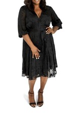 Plus Size Floral Burnout Wrap Dress