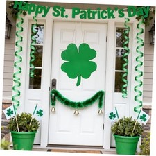 St. Patrick's Door Decor Wooden Hanging Sign Green Shamrock Clover Welcome