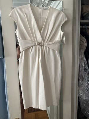 Versace Collection Stretchy Cap Sleeve Off White Mini Dress Size 44