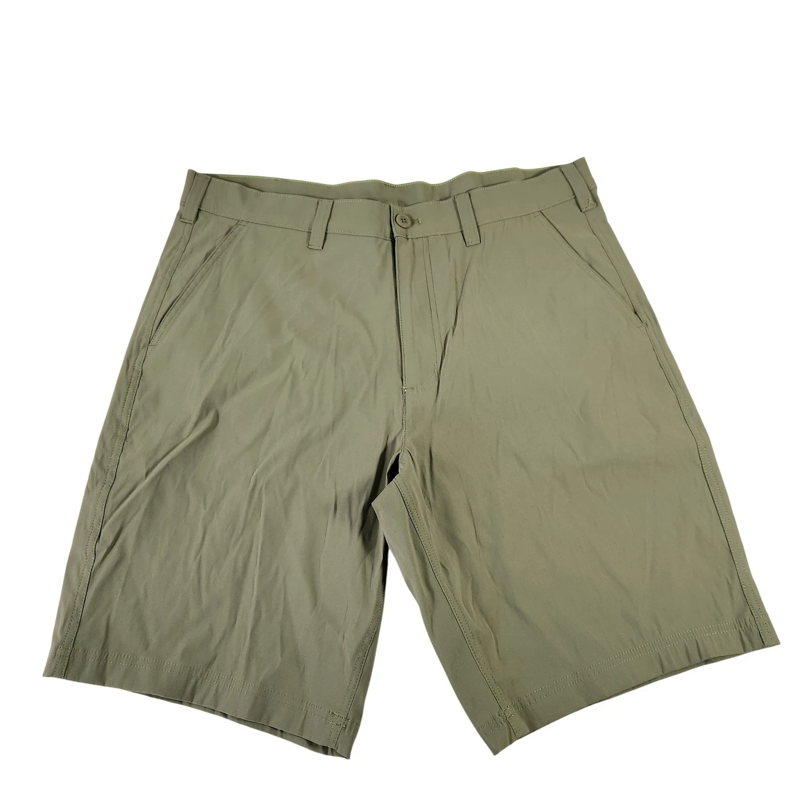Eddie Bauer Mens Olive Green Performance Hiking Shorts Size 36 Nylon Stretch