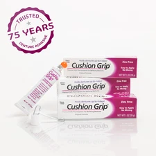 Cushion Grip Thermoplastic Denture Adhesive 1 Oz 3-Pack [Acts Like Soft Reline ]