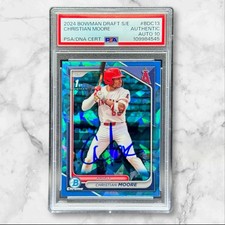 Christian Moore Signed 2024 1st Bowman Chrome Sapphire #BDC-13 PSA 10 AUTO 