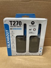 Motorola Solutions T270 Two-Way Radio Black W/Blue Two-Pack Walkie Talkies FRS