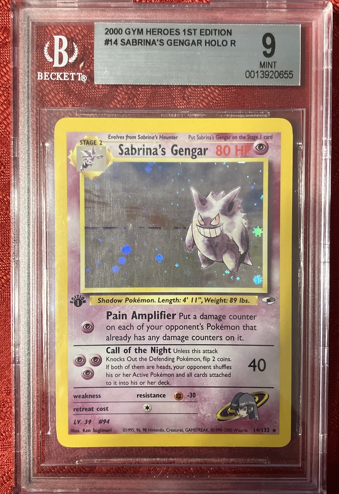 Beckett 9 Sabrina's Gengar 014/132 Gym Heroes Holo 1st Edition