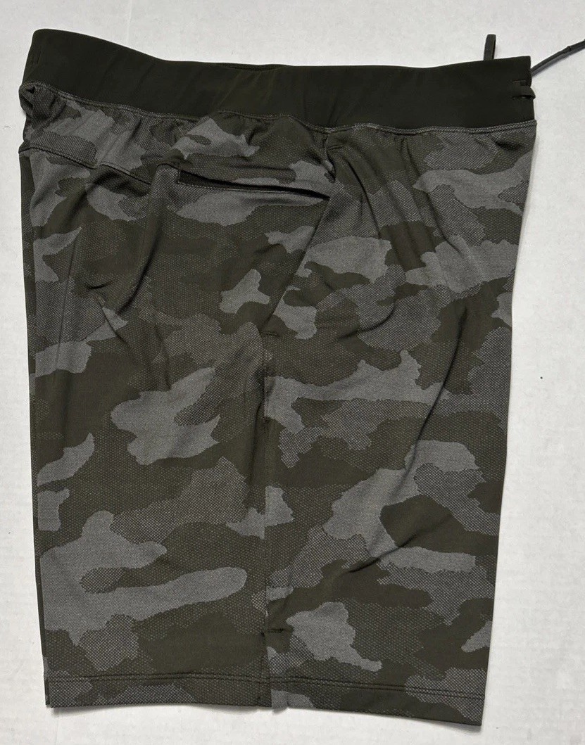 Lululemon T.H.E. Shorts 9" Linerless Variegated Mesh Camo Max Dark Olive Size XL