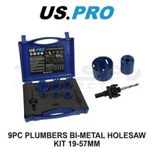 US PRO Tools 9pc Plumbers Bi-Metal Hole saw Kit 19-57mm 9276