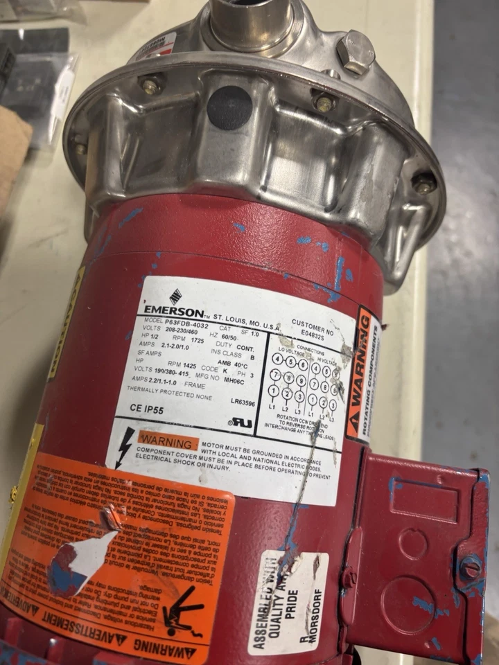 NEW OLD STOCK EMERSON 1/2HP 1725RPM MOTOR P63FDB-4032 BELL & GOSSETT 1AM106 PUMP - Image 2 of 4