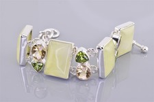 Charles Albert Sterlingsilber Citrin Statement Knebel 925 Armband 62 g 7,5"