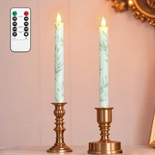 Flameless Taper Candles with Remote  Timer, Battery Operated Taper Candles wi...