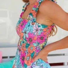 BOUTIQUE MULTI COLOR NWOT FLORAL PRINT WITH SMOCKING (57) MULTIPLE SIZES