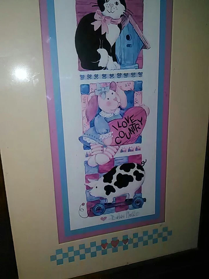 Vintage Framed Wall Picture/Print "I Love Country" By Barbara Mock * - Image 4 of 4