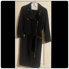 Calvin Klein 3/4 sleeve dress black w/zippers and buttons size 8