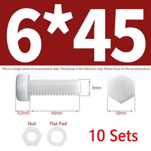 Nylon Hexagon Screws Nut Flat Pad Sets Combination Plastic Insulated Bolt M3-M12 - Picture 78 of 165