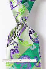 New Classic Paisley Green Purple JACQUARD WOVEN 100 Silk Men's Necktie Tie