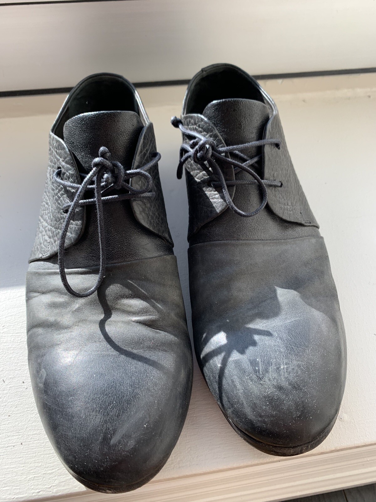 Marsell Men's Leather Black Lace Ups Made in Size 45 US 12 Marsell Men's Leather Black Lace Ups Made in Size 45 US 12
