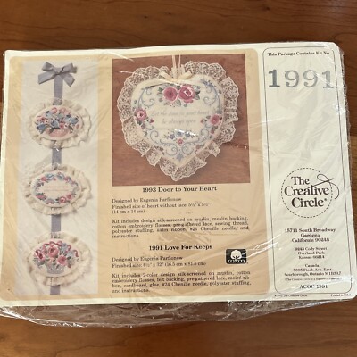 Vtg The Creative Circle Kit  #1991 Love For Keeps Cross Stitch & Stuff Kit  1989