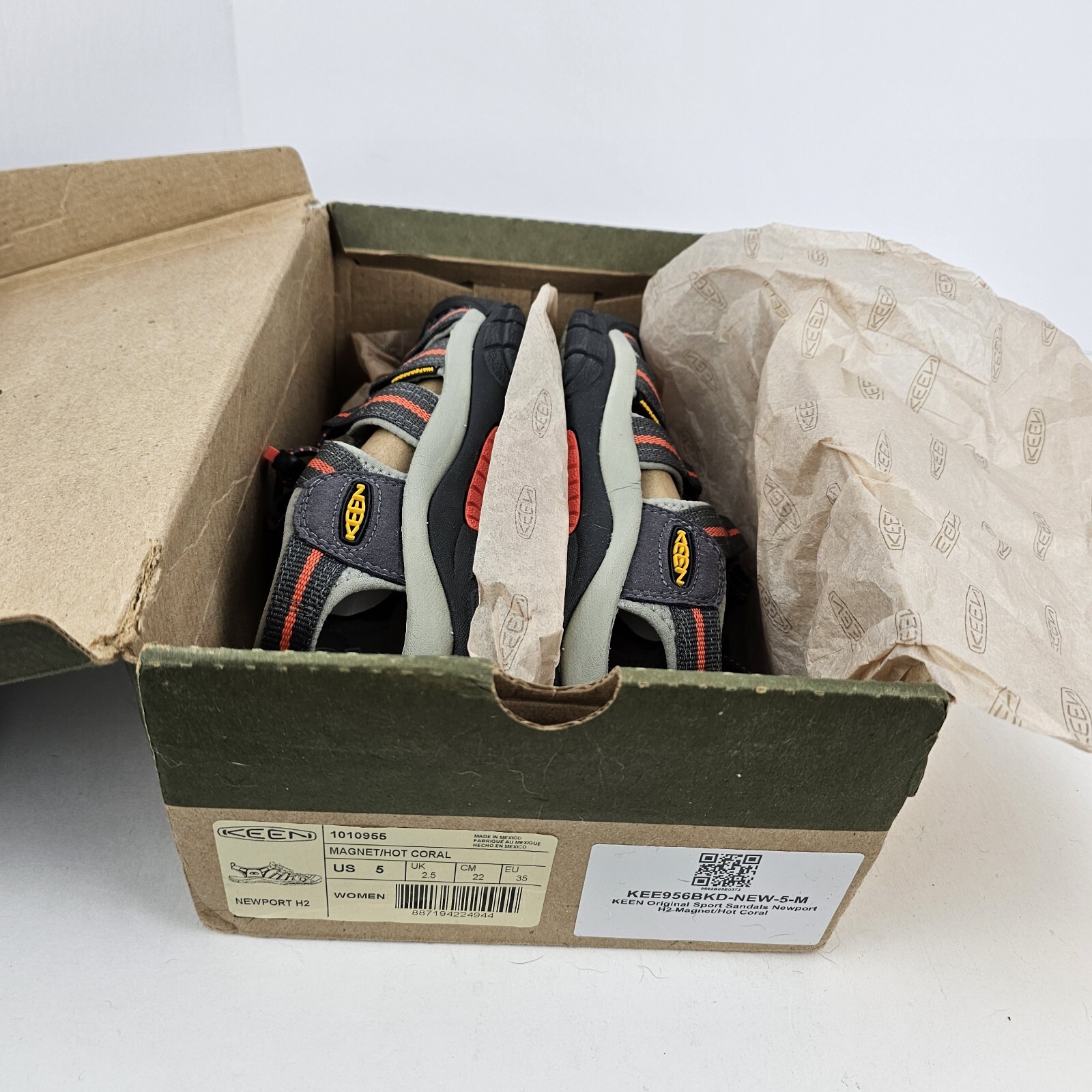 Sandali sportivi originali Keen Newport H2 donna 5 magneti corallo caldo nuovi con scatola